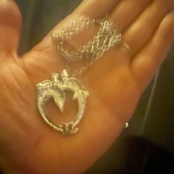 WHITE DOLPHIN OPAL HEART N STERLING SILVER NECKLACE - Picture 5 of 5